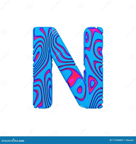 Alphabet Letter N Uppercase Sporty Font Made Of Blue Bold Sign 3D