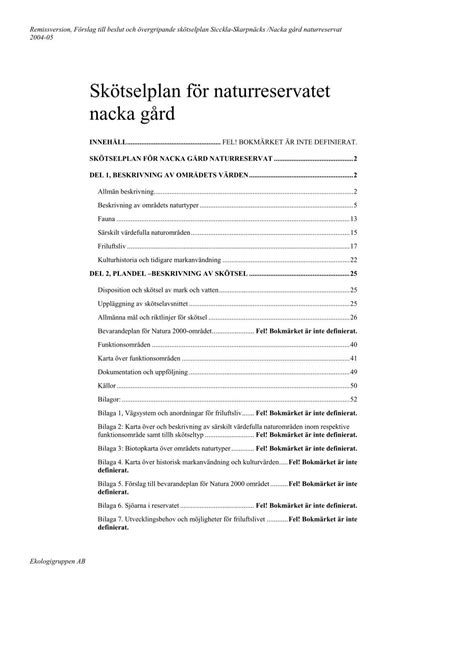 Sk Tselplan F R Naturreservatet Nacka G Rd Nacka Kommun