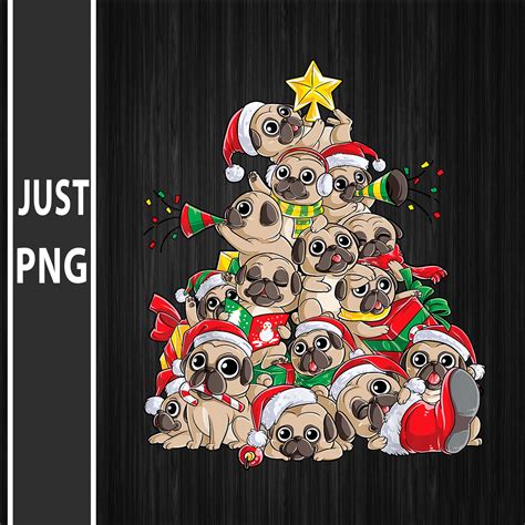 Pug Christmas Tree Dog Santa Merry Pugmas Xmas Ts Boys Png Etsy