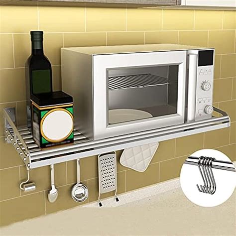 Wall Mounted Microwave Oven Rack Stainless Steel Kitchen Storage Wall