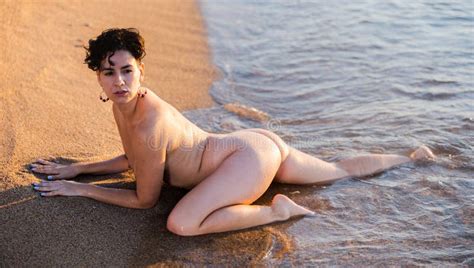 Naked Woman Lying On Beach On Seashore Stock Image Image Of Body