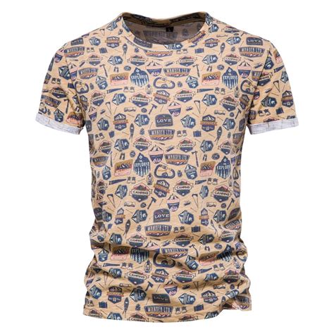 AIOPESON Label Printed 100 Cotton Fashion Summer Men S T Shirts Short