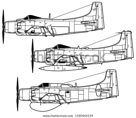 Douglas 1 Skyraider Over 2 Royalty Free Licensable Stock Illustrations