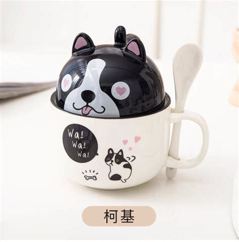 Cute Kawaii Ceramic Coffee Mug With Cute Animal Lid And Spoon Etsy