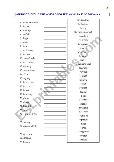 SYNONYMS 4 - ESL worksheet by maikacaceres