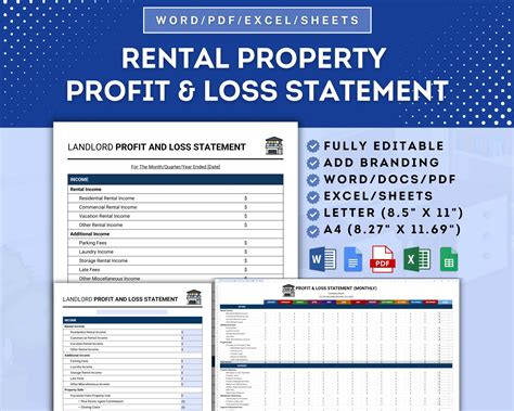 Rental Property Profit & Loss Template | ProBizTemplates 