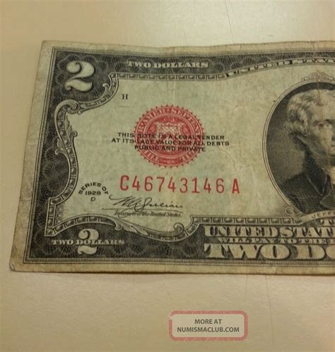 1928 D Red Seal $2 Note.