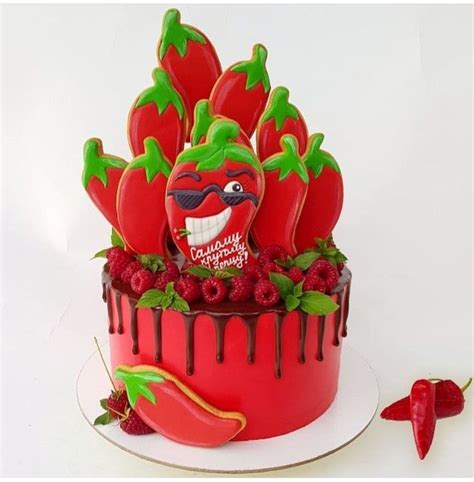Spicy Chocolate Cake with Strawberry Topping