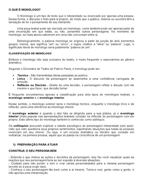 O Que É Monólogo - O Que É Monólogo | PDF | Monólogo | Palavra