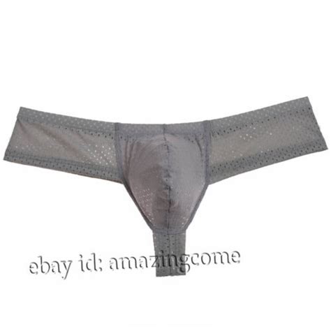 Men Mini Thong Boxer Stretchy Eyelets Pouch Cheeky Trunk Bikini Posing Underwear EBay