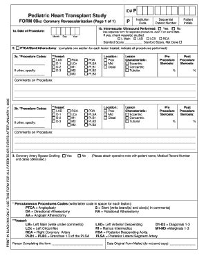 Fillable Online Uab FORM 09 Coronary Revascularization Page 1 Of 1 P