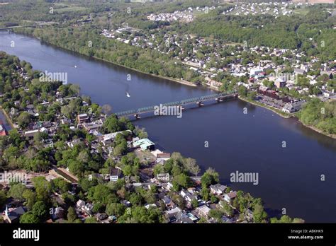 Aerial View Of The Delaware River Near Lambertville New Jersey And