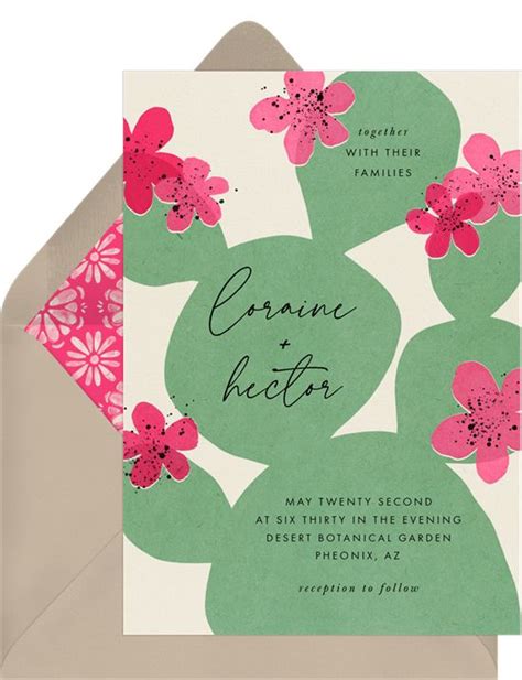 Desert In Bloom Invitations In Green Greenvelope