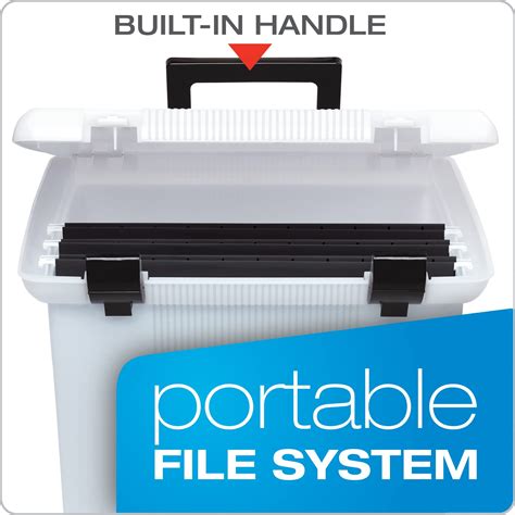 Pendaflex Portable File Box Frosted White Hinged Lid With Double