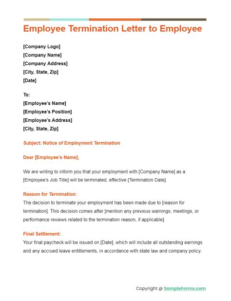 employee termination letter samples  ms word google docs
