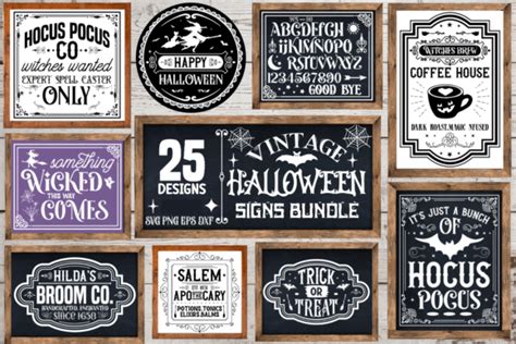 Vintage Halloween Sign Svg Bundle Graphic By Craftart Creative Fabrica