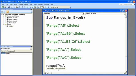 Excel Macro Vba Tip 3 Using The Range Property In Excel Macros To Select Columns And Rows