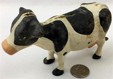 Sold Price Vintage Cast Iron Cow Coin Still Bank December 5 0119 6