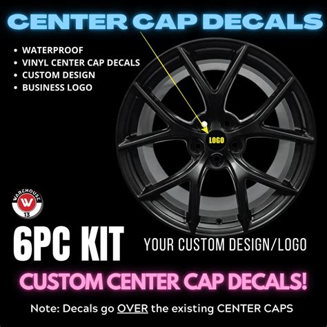 Custom Center Cap Decals. Your Design. Your Text. Your Business Logo. Vinyl Waterproof Center ...