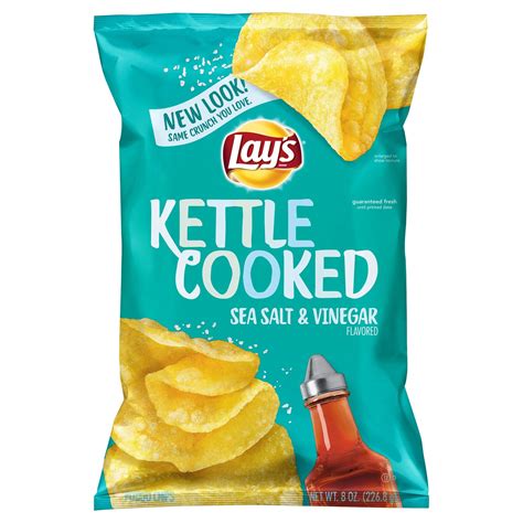 Lay S Kettle Cooked Sea Salt Vinegar Potato Chips 8oz Chips