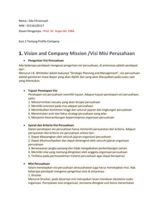 Sm Edo Fitriansyah Hapzi Ali Vision And Company Mission Longterm