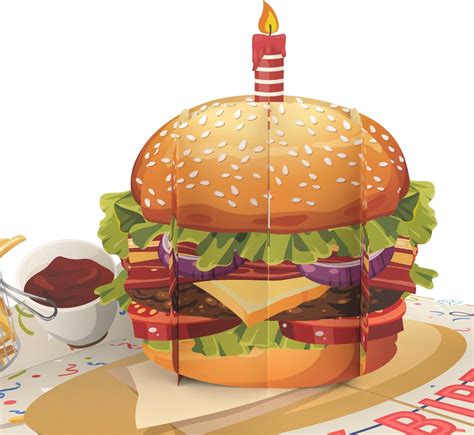 MOKIO Pop Up Karte Burger mit Kerze lustige 3D Glückwunschkarte