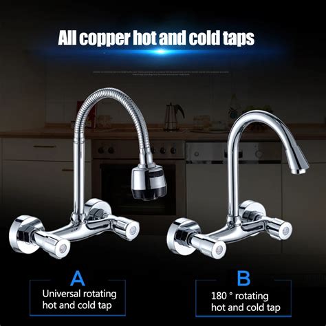 Pc All Copper Kitchen Mixer Cold And Hot Tap Double Hole Water Tap