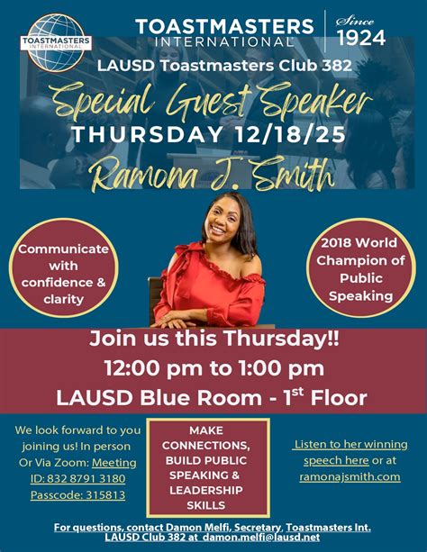 LAUSD Special Speaker: 2018 World Champion of Public Speaking 12/18