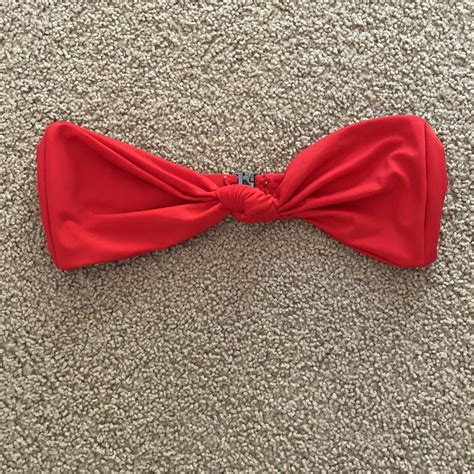 Palm Red Strapless Bikini Top With Knot In The Depop