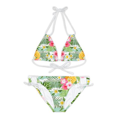 Strappy Bikini Set Aop Tropical Walmart