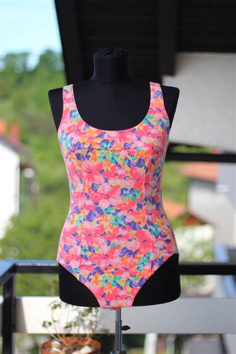 Vintage Floral Leotard Bodysuit One Piece 90s Arena S… Gem