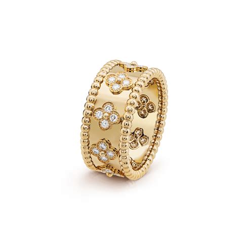 Perl E Clovers Ring Small Model K Yellow Gold Diamond Van Cleef