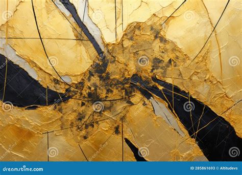 Kintsugi Inspired Abstract Painting On Canvas Stock Illustration