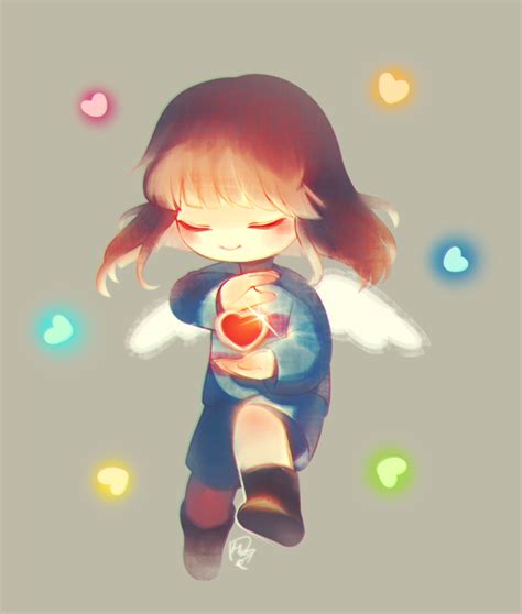 Safebooru Androgynous Blush Stickers Brown Hair Closed Eyes Frisk Undertale Glowing Grey