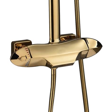 Luxury Zime Modern Gold Exposed Adjustable Shower Faucet Thermostatic