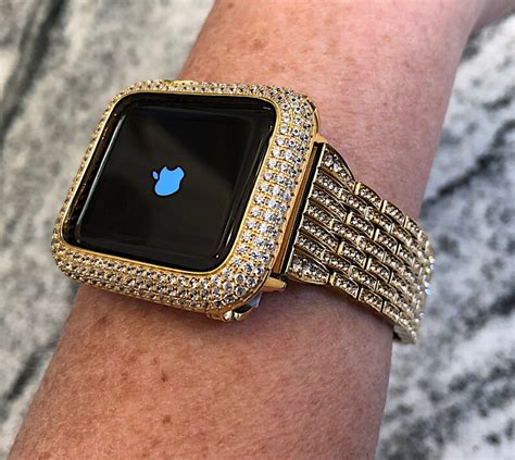 New Series 7 Yellow Gold Apple Watch Bandlab Diamond Bezel Etsy