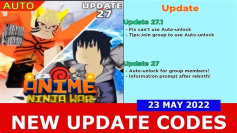 NEW UPDATE CODES UPDATE 27 AUTO 3x Anime Ninja War Tycoon ROBLOX