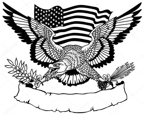 American Bald Eagle Holding An Olive Branch And Arrows Symbolic Of War