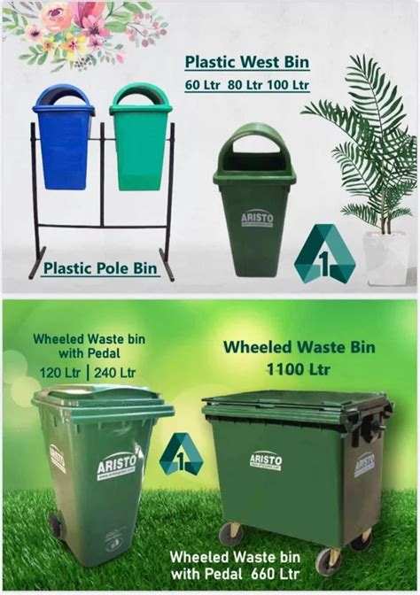 Standing Rectangular Aristo Plastic Wheeled Dustbin Ltr For Office