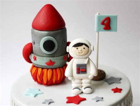 Fondant Rocket Ship And Astronaut Cake Topper Set Fondant Rocketship