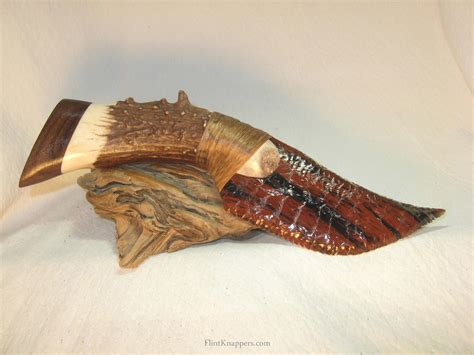 Mahogany Obsidian Fantasy Knife Deer Antler Handle Walnut End Cap