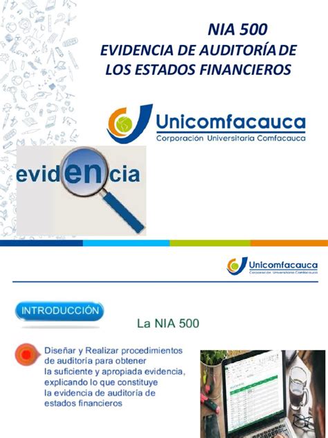 Nia 500 Evidencia De Auditoria Pdf Auditoría Contralor