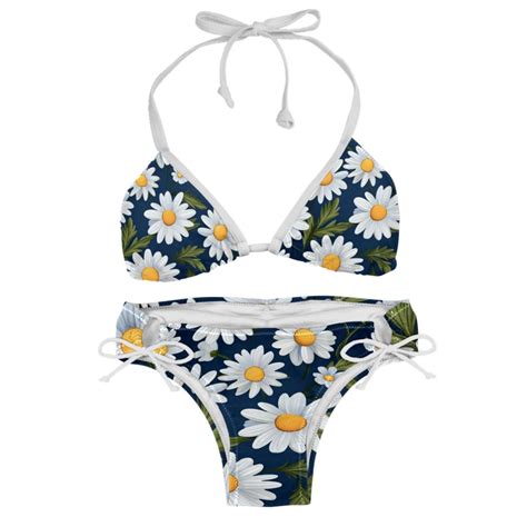 Daisy Detachable Sponge Adjustable Strap Bikini Set Two Pack Beach