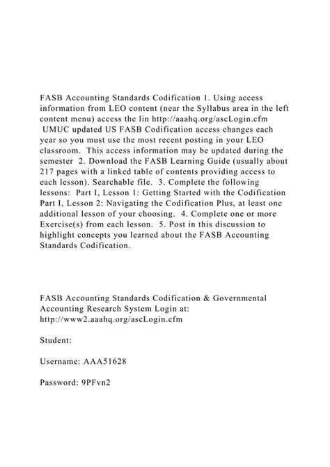 Fasb Accounting Standards Codification 1 Using Access Infordocx