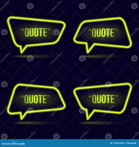 Glowing Neon Speech Bubble Icon For Text Quote Stock Vector