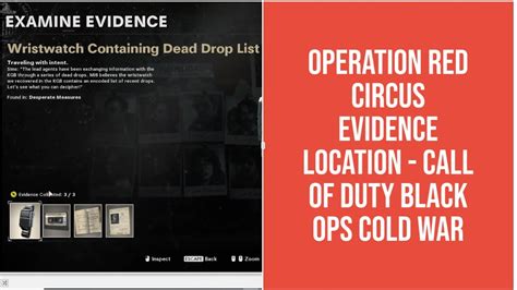 Operation Red Circus Evidence Location Call Of Duty Black Ops Cold War Youtube