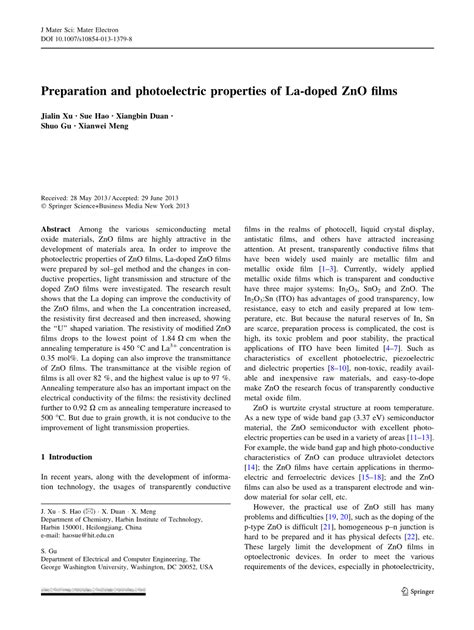 La的掺杂量对zno薄膜光电性能的影响外文翻译资料 外文翻译网