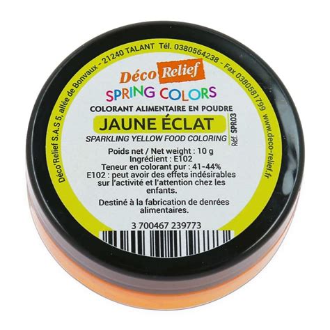 Colorant Alimentaire Hydrosoluble En Poudre Jaune Clat G