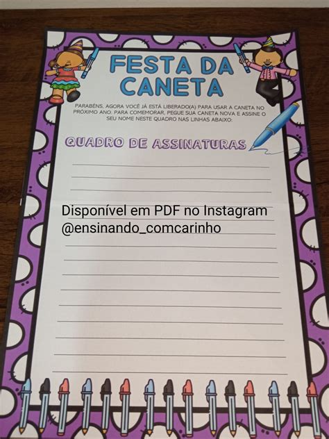 Carta Festa Da Caneta Para Filho - PDF FESTA DA CANETA – Professora Cris – Ensinando com carinho