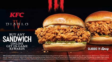 KFC USA Chicken Sandwiches Unlock Diablo IV In Game Rewards